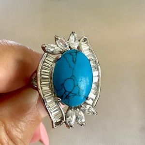 💥💥💥Turquoise & White Sapphires in 10K Gold Filled Ring